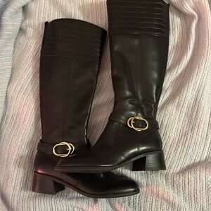 Marc Fisher Riding Boots Black Leather size 8.5